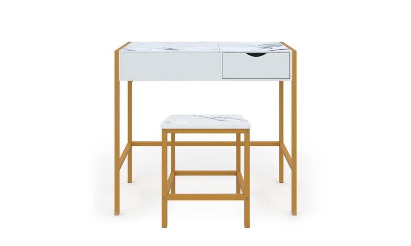 Coiffeuse Glam miroir rabattable avec tabouret