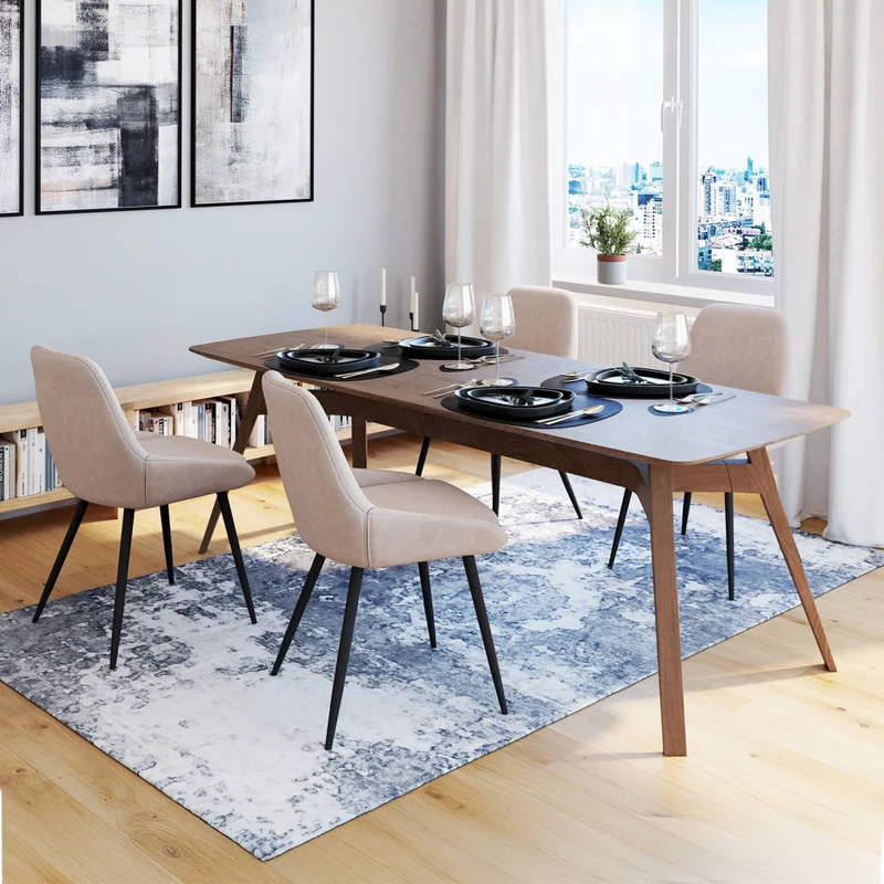 Chaises Ornella tissu taupe et pieds métal - lot de 4