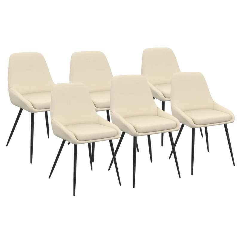 Chaises Ornella assise tissu beige et pieds métal noirs - lot de 6