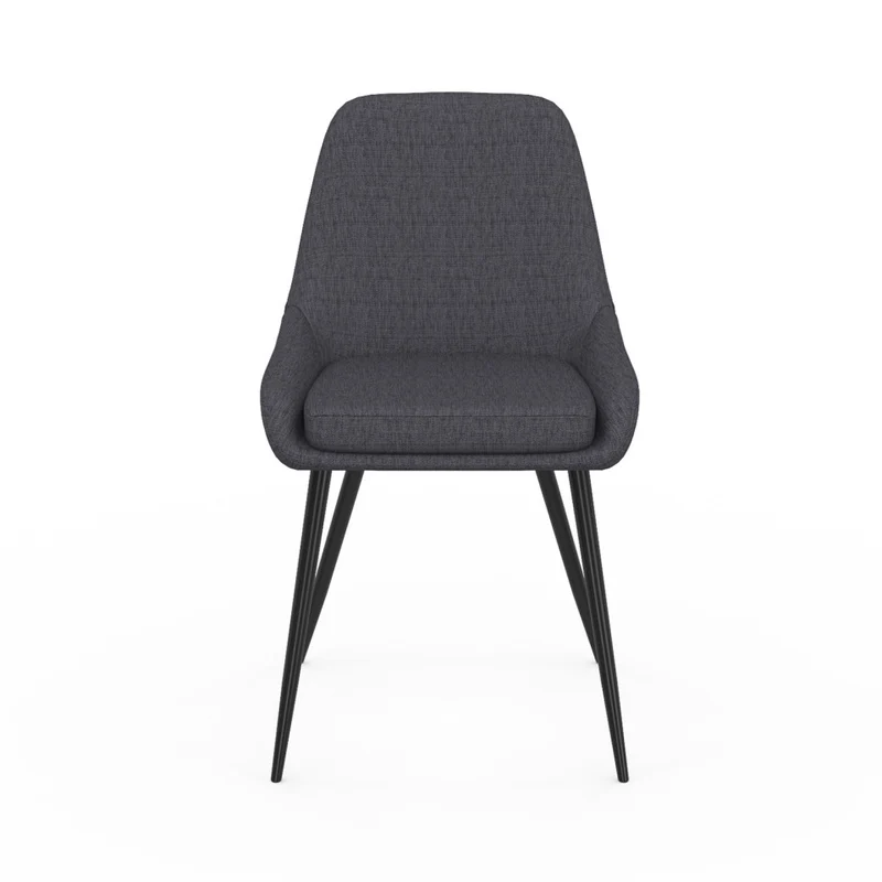 Chaises Ornella assise tissu gris foncé et pieds métal noirs - lot de 4