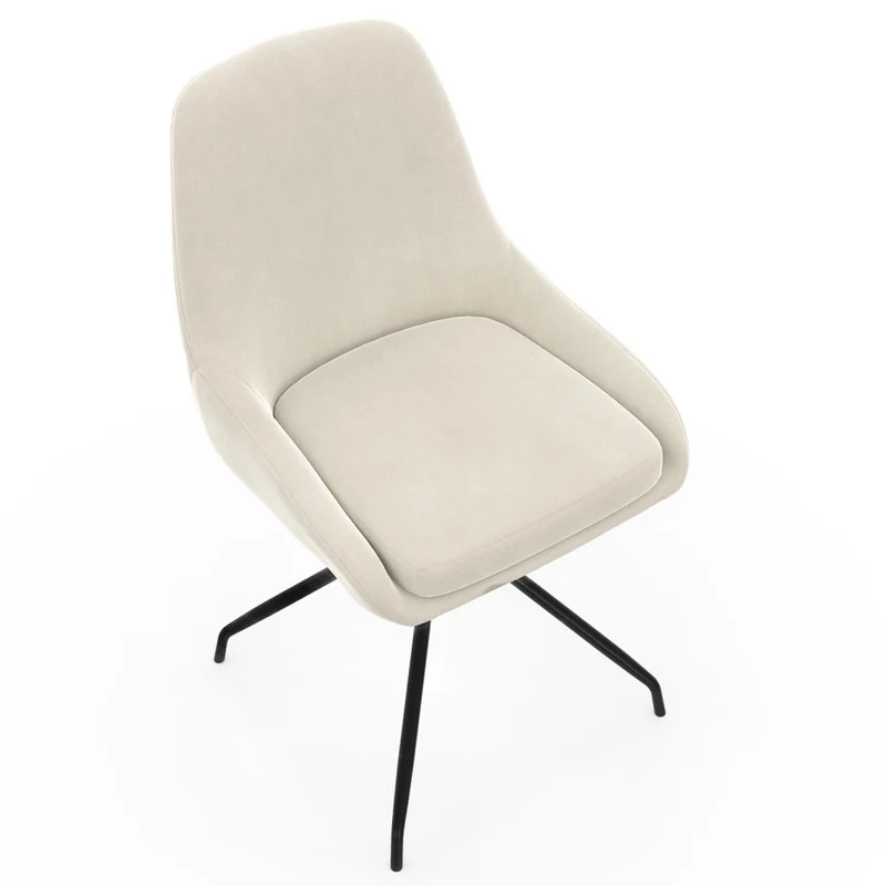 Chaises Olivia assise pivotante crème pieds métal - lot de 4