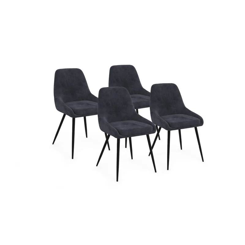 Chaises Olivia assise gris foncé pieds métal - lot de 4