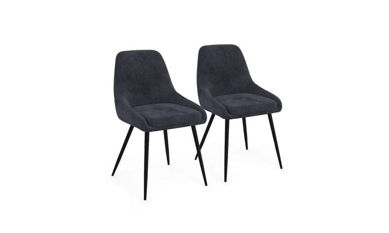 Chaises Olivia assise gris foncé pieds métal - lot de 2