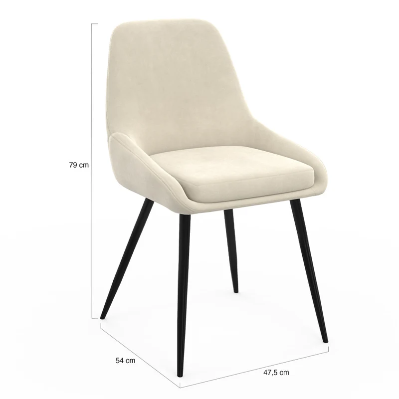 Chaises Olivia assise crème pieds métal - lot de 6