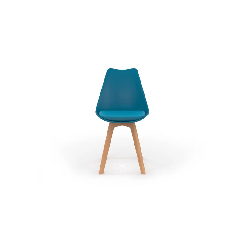 Chaises Nordia assise mix de couleurs : 1x blanc, 1x gris clair, 2x bleu canard et 2x gris foncé - lot de 6