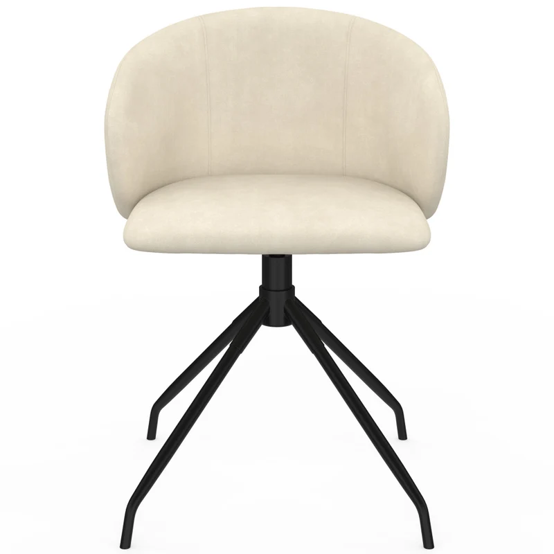 Chaises Léona pivotantes velours crème pieds métal - lot de 4