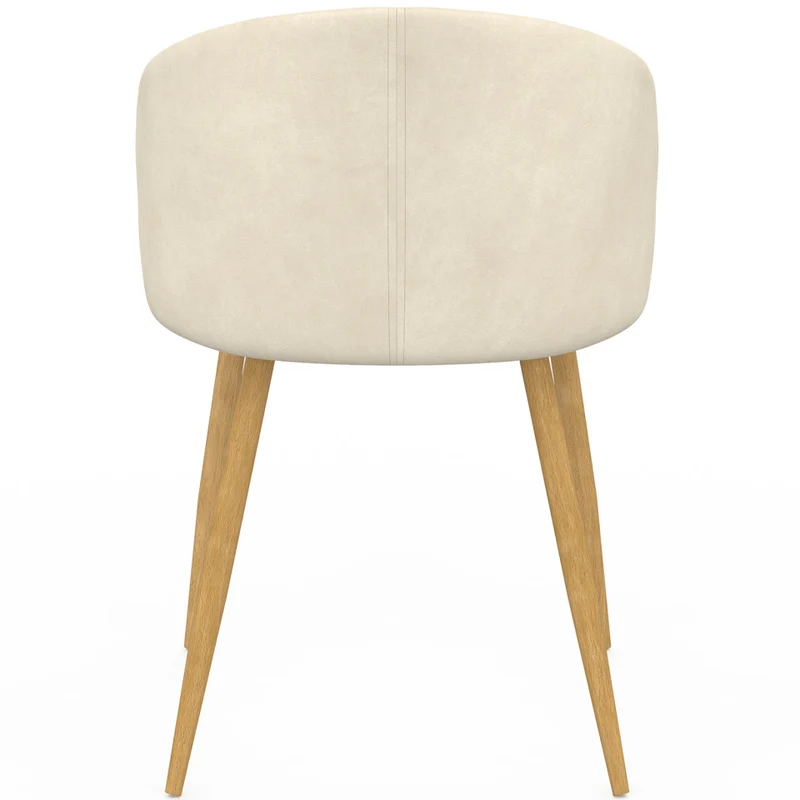Chaises Léona velours crème et pieds métal bois - lot de 2