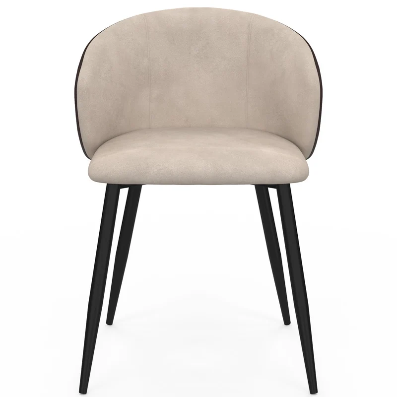 Chaises Léona bi-matière taupe et marron pieds métal noirs - lot de 4