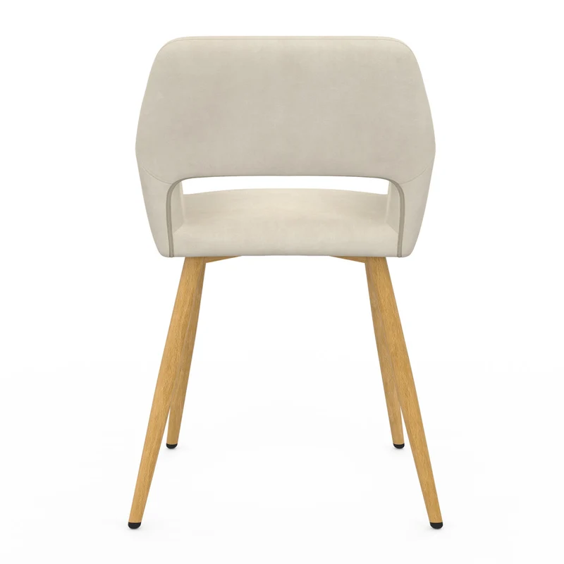 Chaises Heidi en velours beige et pieds bois - lot de 2