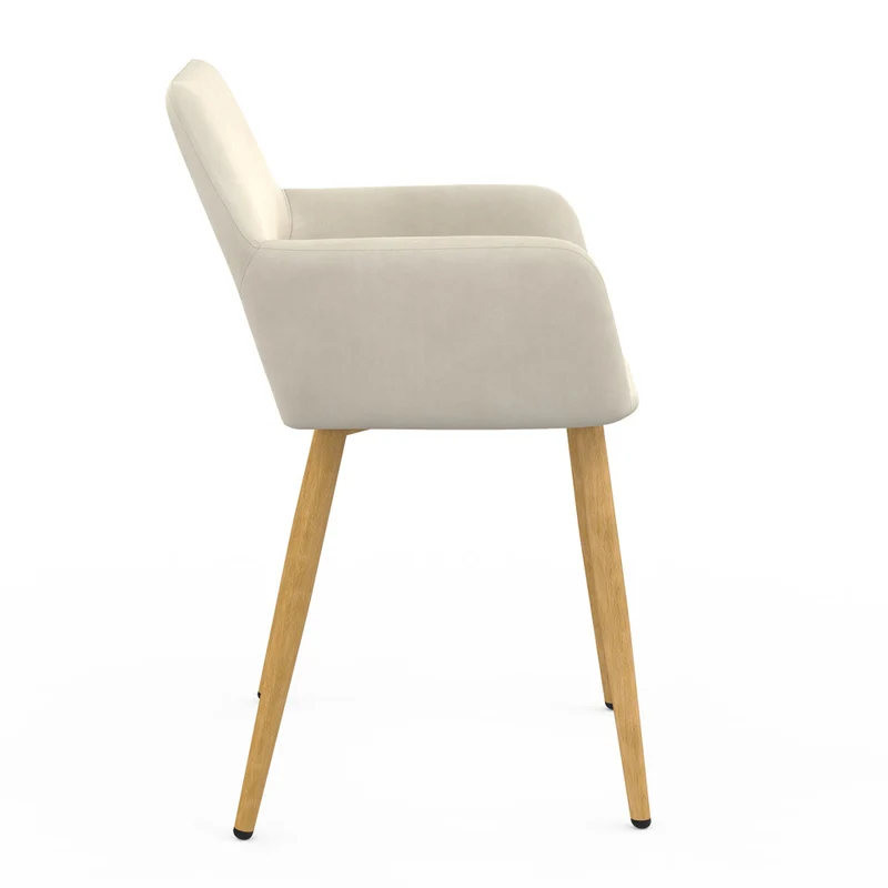 Chaises Heidi en velours beige et pieds bois - lot de 2