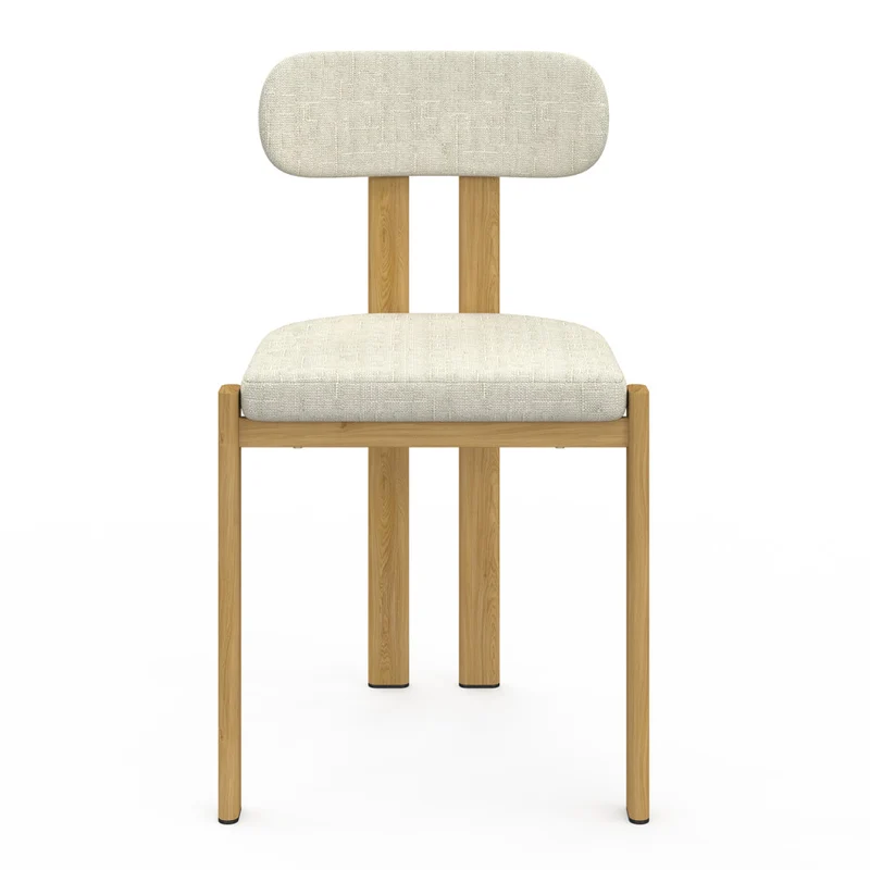 Chaises Elsa en tissu beige et pieds métal - lot de 4