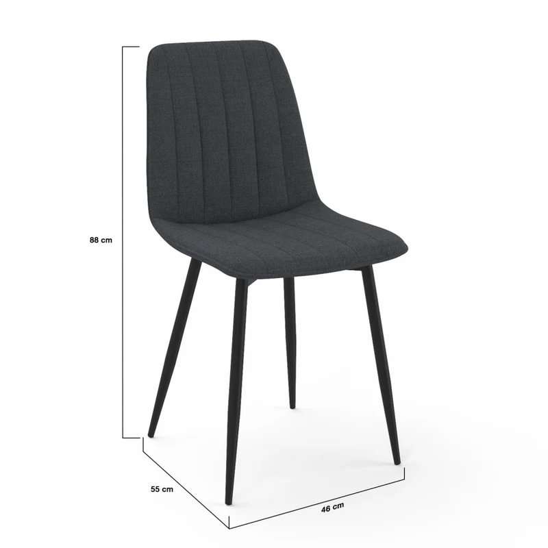 Chaises Fiona en velours gris foncé - lot de 6