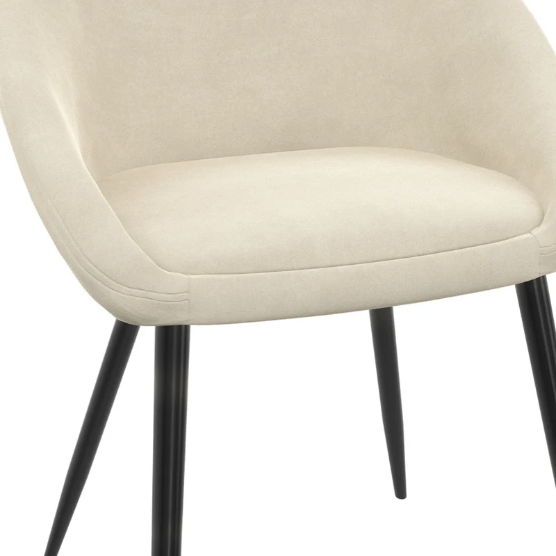 Chaises Dory en velours crème et pieds métal noirs - lot de 4