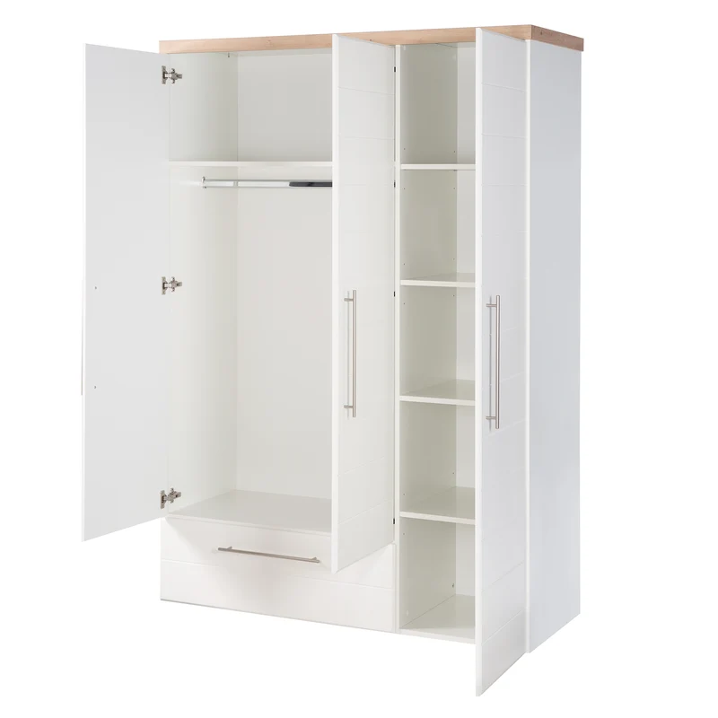 Kleiderschrank 'Nele', 3-trg, mit modernen horizontalen Fräsungen, Artisan Eiche/weiß