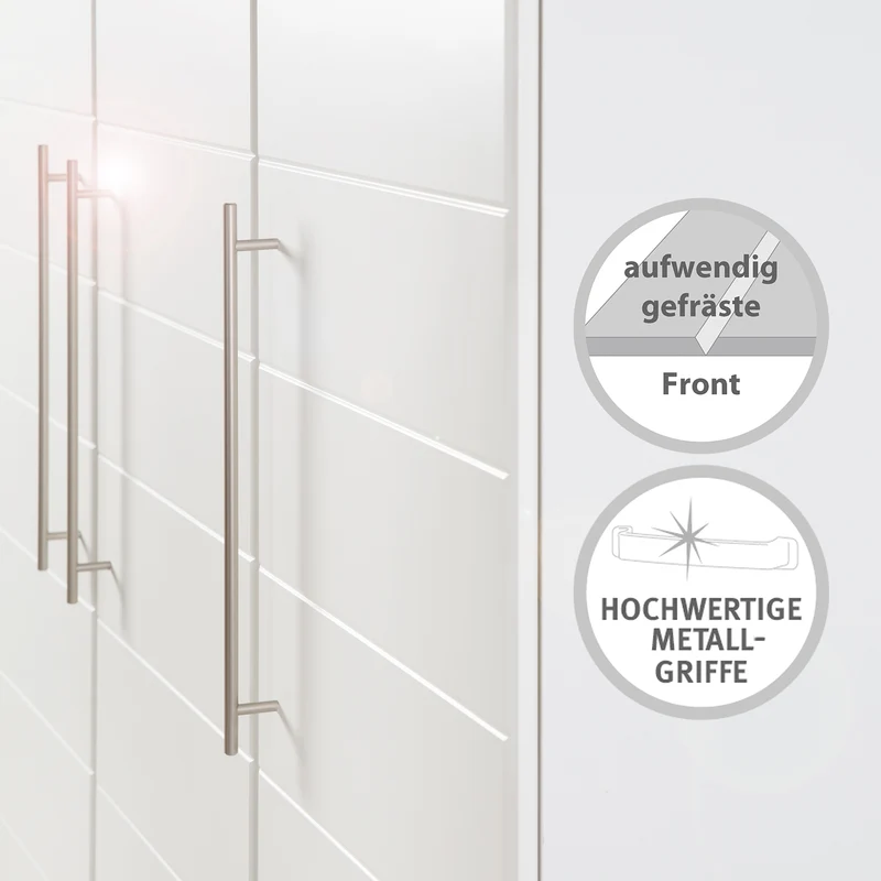 Kleiderschrank 'Nele', 3-trg, mit modernen horizontalen Fräsungen, Artisan Eiche/weiß