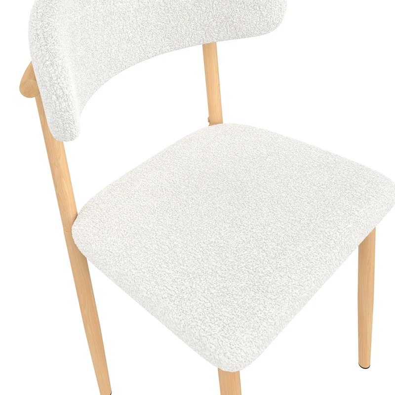 Chaises Callisto bouclette et pieds effet hêtre - lot de 6