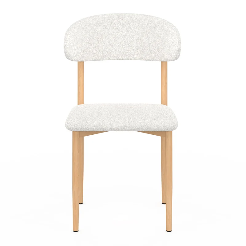 Chaises Callisto bouclette et pieds effet hêtre - lot de 6