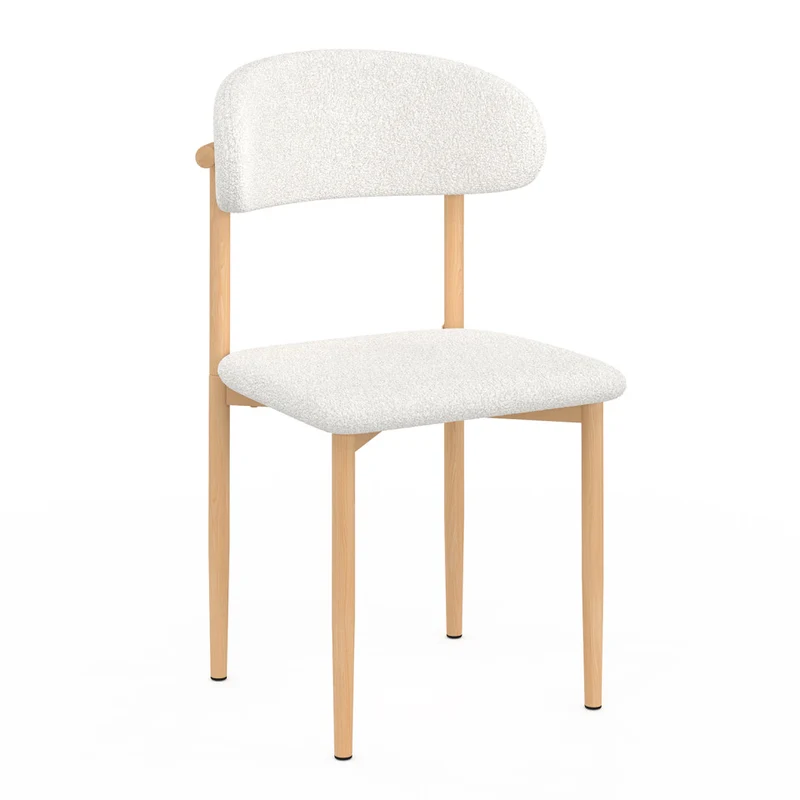 Chaises Callisto bouclette et pieds effet hêtre - lot de 6