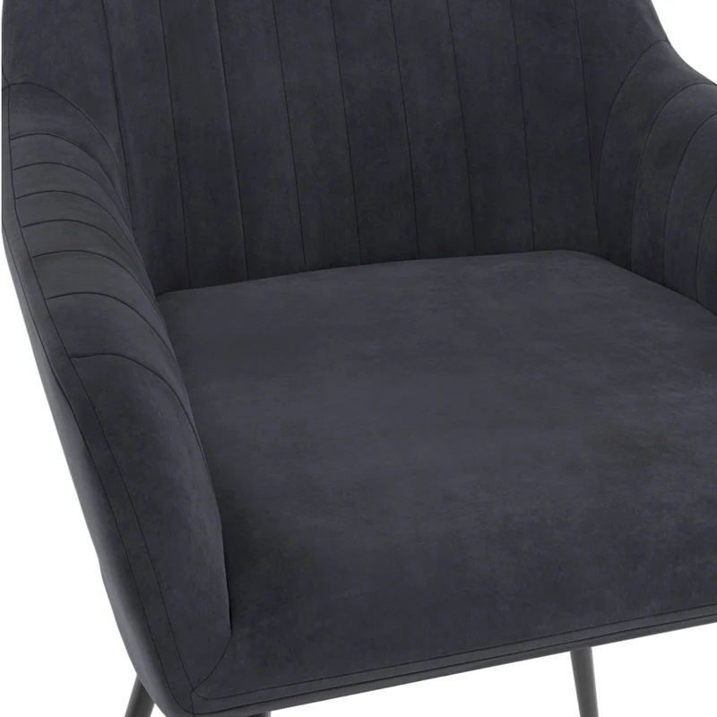 Chaises avec accoudoirs Ariana en velours gris foncé et pieds métal - lot de 2