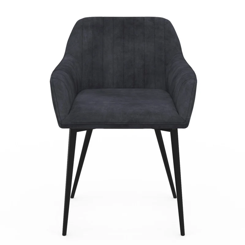 Chaises avec accoudoirs Ariana en velours gris foncé et pieds métal - lot de 2