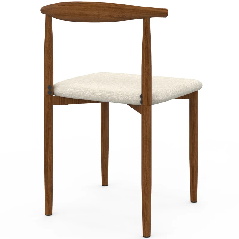 Chaises Adam tissu beige pieds effet bois noyer - lot de 6