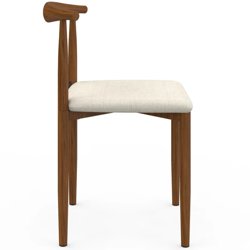 Chaises Adam tissu beige pieds effet bois noyer - lot de 6