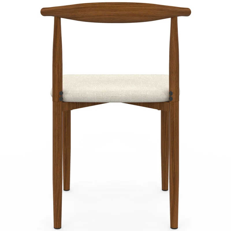 Chaises Adam tissu beige pieds effet bois noyer - lot de 6