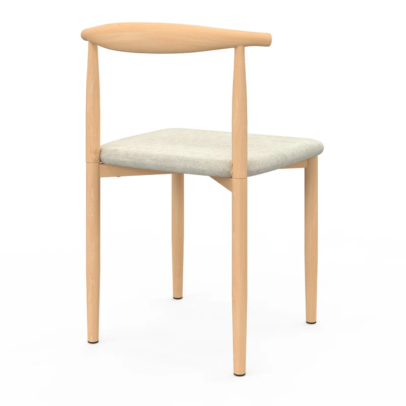 Chaises Adam assise beige et dossier effet bois - lot de 6
