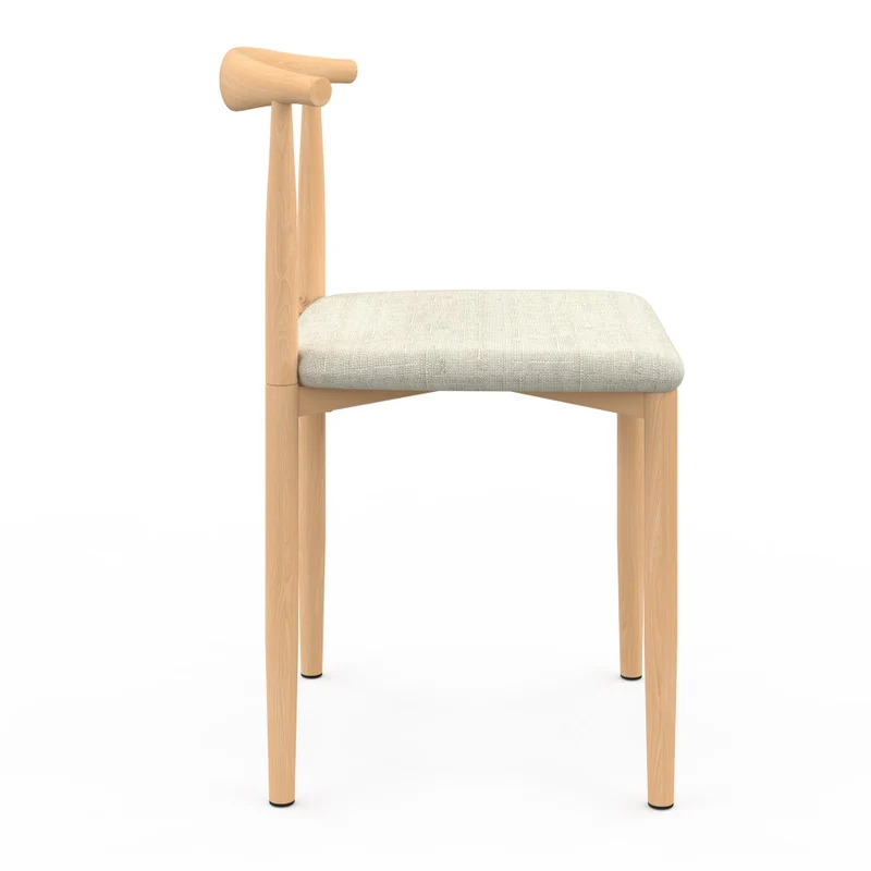 Chaises Adam assise beige et dossier effet bois - lot de 6