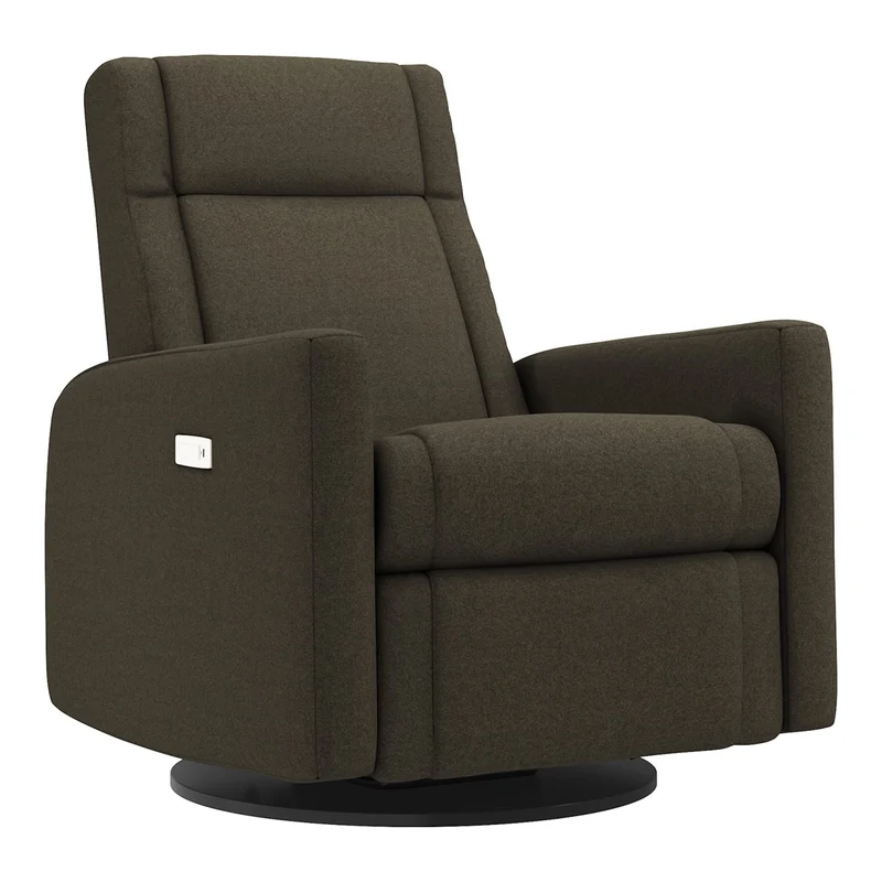 Grand Fauteuil Berçant et Pivotant Nelly avec Mécanisme Électrique - Tissu Anti-tache Mojo Espresso