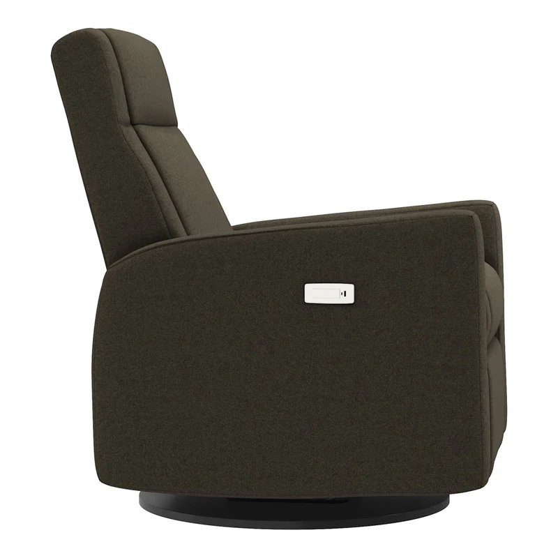 Grand Fauteuil Berçant et Pivotant Nelly avec Mécanisme Électrique - Tissu Anti-tache Mojo Espresso