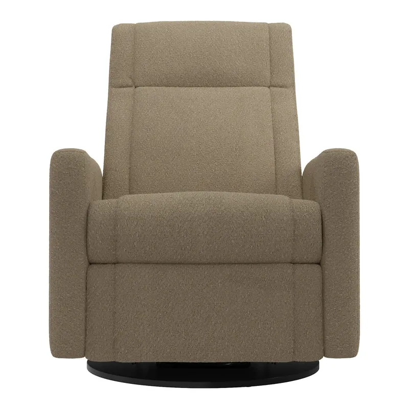 Grand Fauteuil Berçant et Pivotant Nelly avec Mécanisme Électrique - Tissu Anti-tache Tessa Mocha