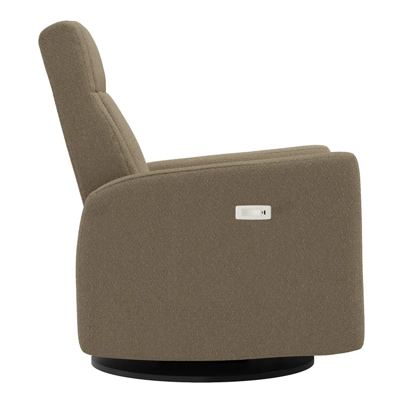Grand Fauteuil Berçant et Pivotant Nelly avec Mécanisme Électrique - Tissu Anti-tache Tessa Mocha