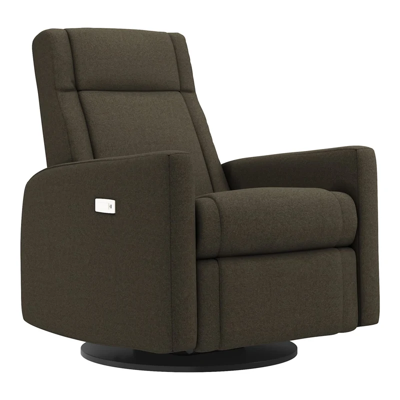 Grand Fauteuil Berçant et Pivotant Nelly avec Mécanisme Électrique - Tissu Anti-tache Mojo Espresso