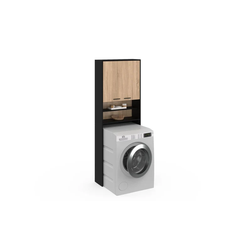 Meuble spécial dessus machine à laver Will noir et bois