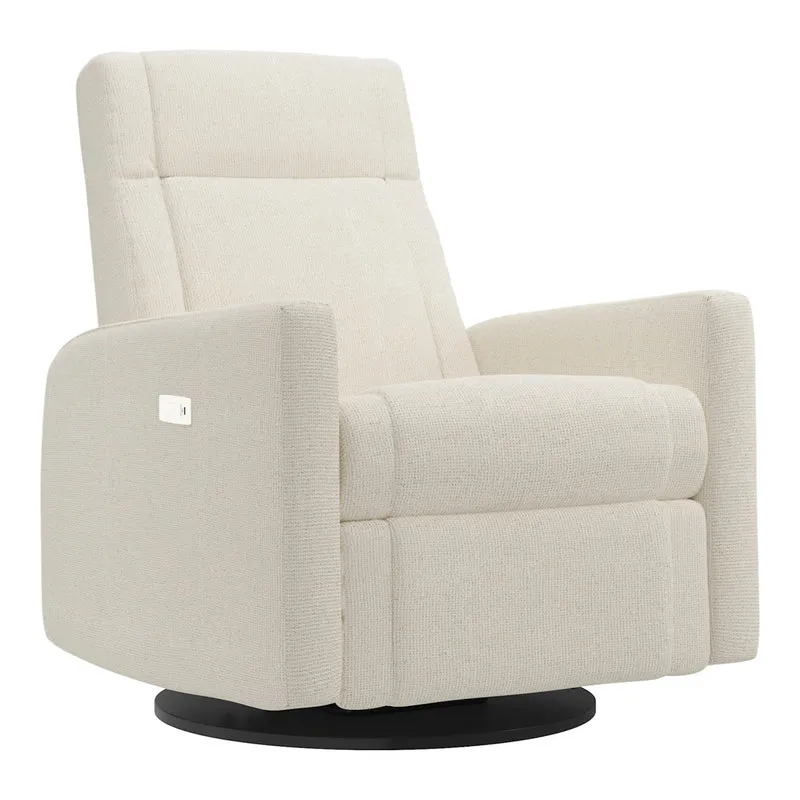 Grand Fauteuil Berçant et Pivotant Nelly avec Mécanisme Électrique - Henequen (Tissu anti-tache)