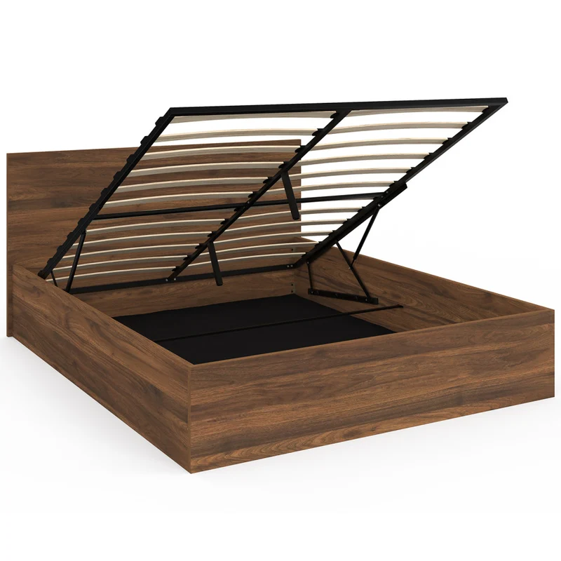 Lit coffre Sicilia 160x200cm effet bois noyer