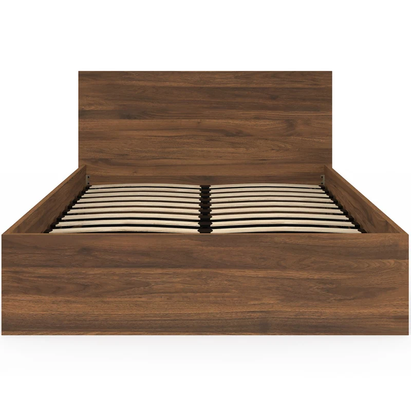 Lit coffre Sicilia 140x190cm effet bois noyer