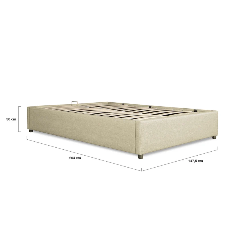 Lit coffre Otto en tissu beige avec sommier 140x190cm