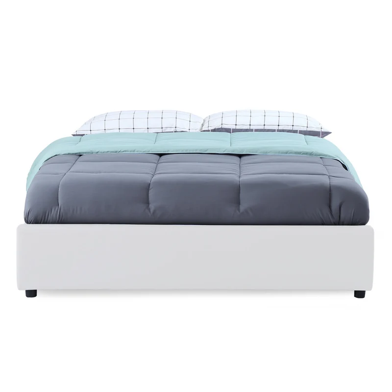 Lit coffre Otto en similicuir blanc avec sommier 160x200cm