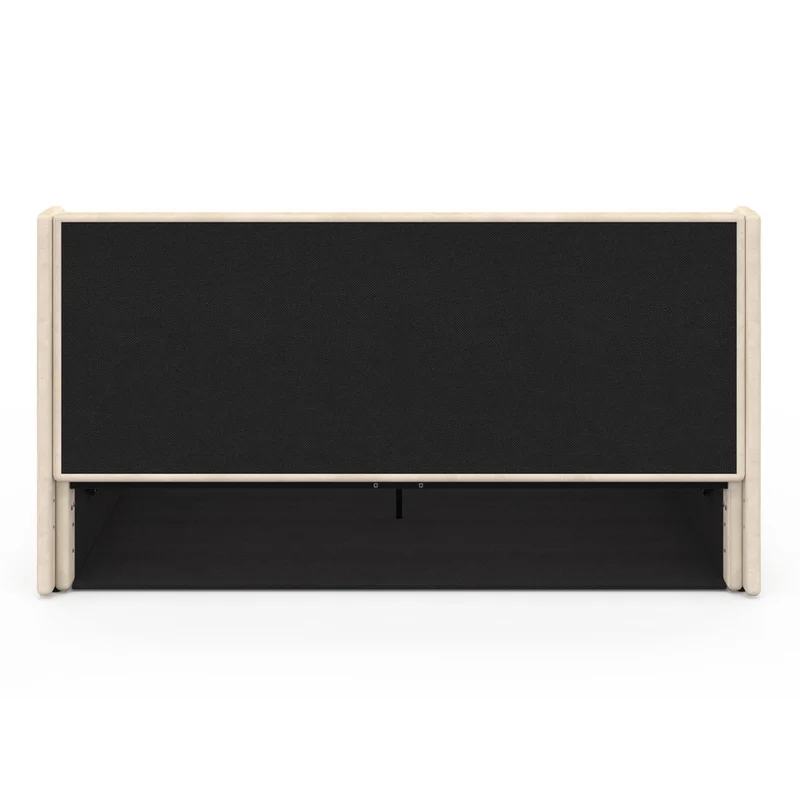 Lit coffre Lucia en velours beige avec sommier et tête de lit 160x200cm