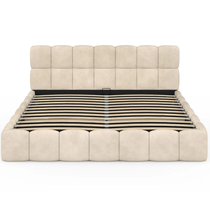Lit coffre Bubble 180x200cm velours beige