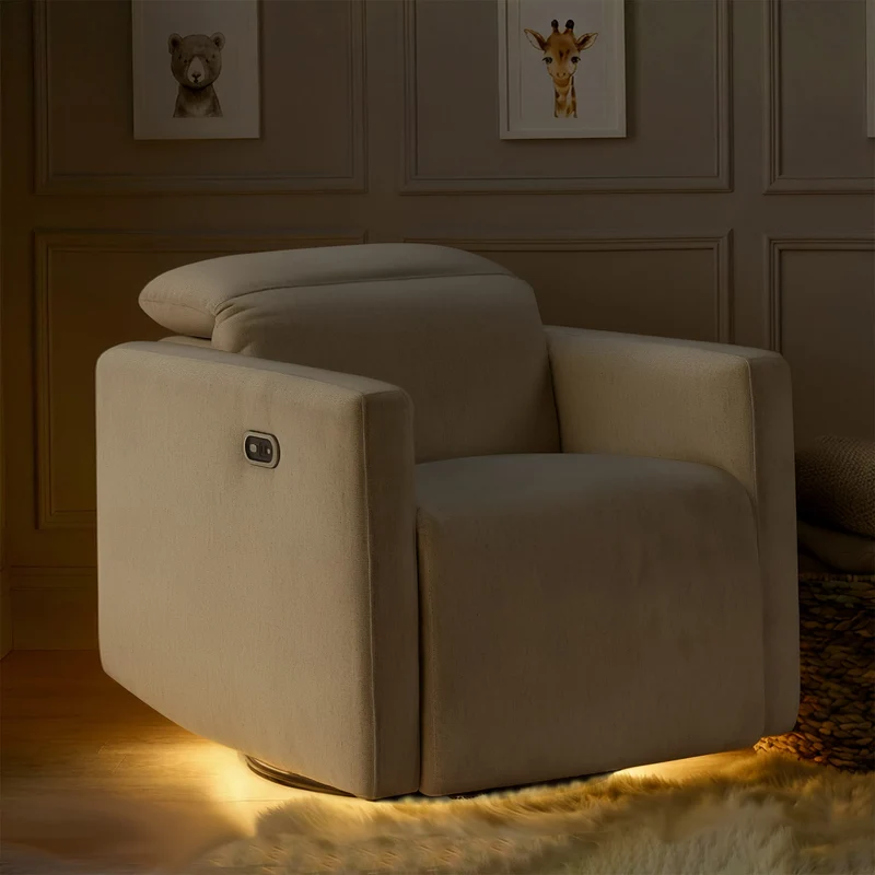 Fauteuil pivotant, coulissant et inclinable Isla avec veilleuse - Vanille