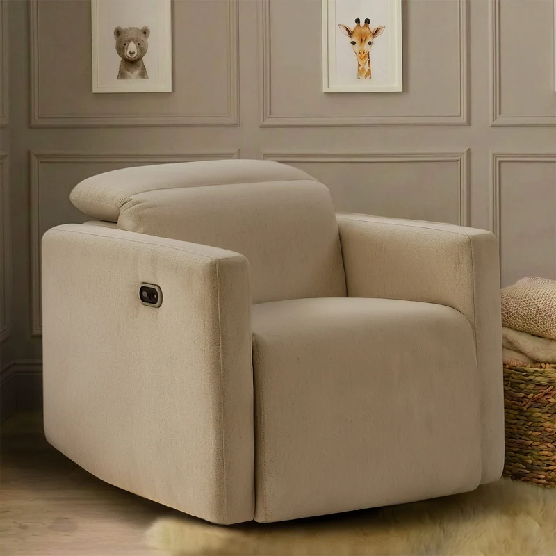 Fauteuil pivotant, coulissant et inclinable Isla avec veilleuse - Vanille