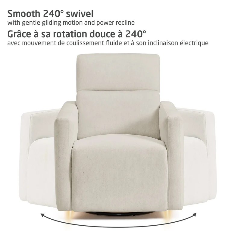 Fauteuil pivotant, coulissant et inclinable Isla avec veilleuse - Vanille