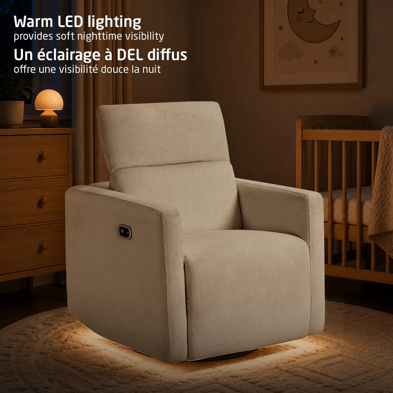 Fauteuil pivotant, coulissant et inclinable Isla avec veilleuse - Vanille