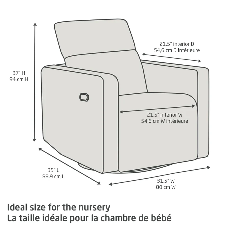 Fauteuil pivotant, coulissant et inclinable Isla avec veilleuse - Vanille