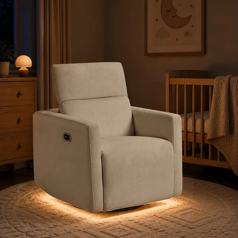 Fauteuil pivotant, coulissant et inclinable Isla avec veilleuse - Vanille