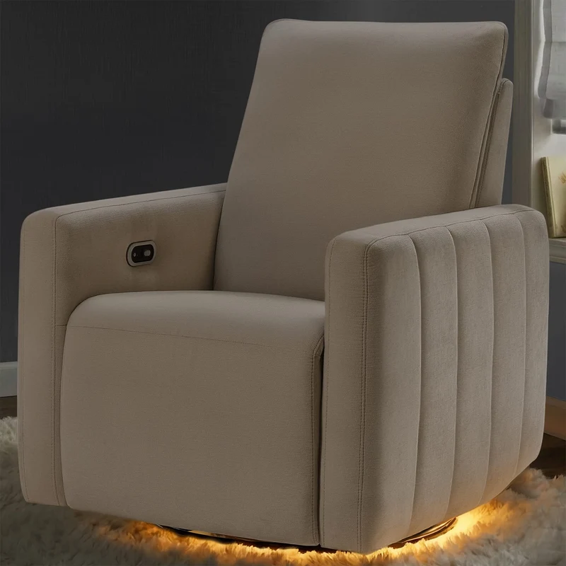 Fauteuil pivotant, coulissant et inclinable Dorian avec veilleuse - Fog