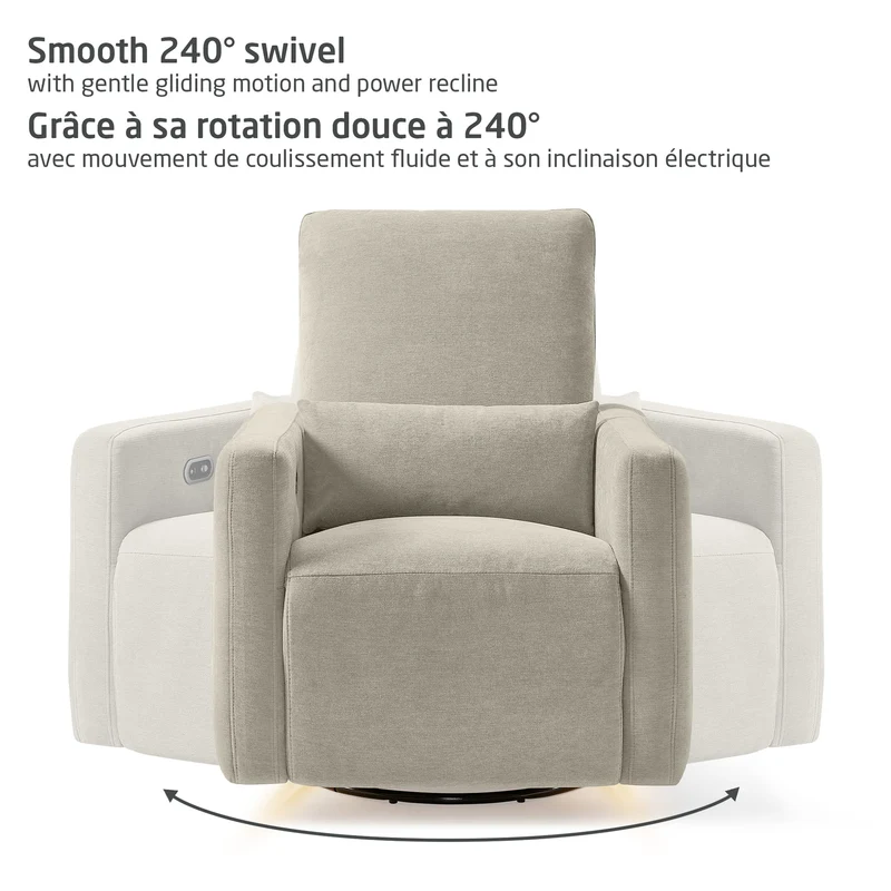 Fauteuil pivotant, coulissant et inclinable Dorian avec veilleuse - Fog